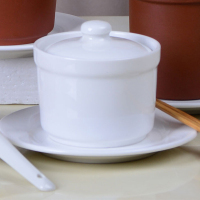 齐牛 陶瓷汤盅带盖隔水炖盅罐酒店餐厅双耳燕窝盅 炖盅
