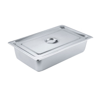 齐牛 1/2分数盘 不锈钢平底方盆加深长方形带盖 深6cm
