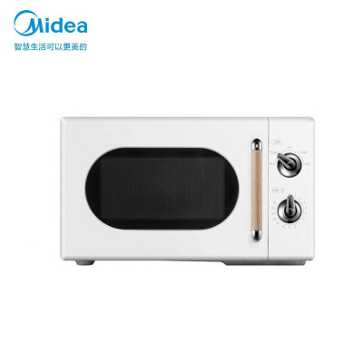 美的(Midea) PM2004微波炉 20L复古旋钮微波炉360°转盘式加热 白色