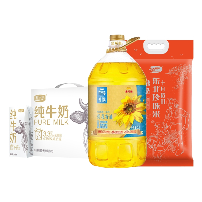 十月稻田 油米牛奶组合套装7.4L+5KG 中秋礼品送礼员工福利慰问大礼包企业团购