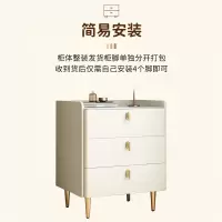 中伟(ZHONGWEI)实木床头柜收纳柜床边柜子卧室三抽皮质斗柜储物柜 45*40*45cm