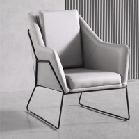 麦格尚 办公沙发TB52725 接待会客洽谈桌皮沙发 带靠背单人小沙发椅 65*69*81CM 浅灰色