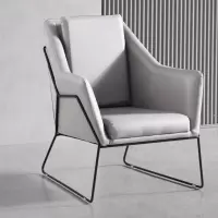 麦格尚 办公沙发TB52725 接待会客洽谈桌皮沙发 带靠背单人小沙发椅 65*69*81CM 浅灰色