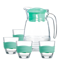乐美雅(Luminarc) L6798 1L 海岸线玻璃杯凉水壶 1*玻璃水壶+4*水杯 玻璃杯套装 (计价单位:套)
