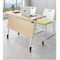 匹客 折叠培训桌 组合办公家具 简易翻板桌 可移动长条会议桌 带万向轮子