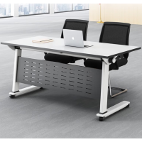 匹客 培训桌椅组合可拼接翻板桌移动长条桌带轮子多功能办公折叠会议桌