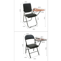 匹客 培训椅子带写字板会议椅办公学生折叠一体教学写字椅 职员洽谈一体椅 黑色+写字板 有扶手