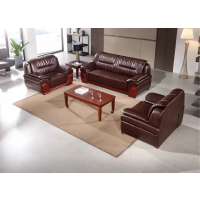 匹客 办公沙发办公室沙发简约商务沙发组合洽谈沙发可午休牛皮三人位 1套