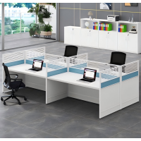 匹客 办公桌简约现代屏风职员财务四人位隔断式卡座员工双人工位 一字型单人位 1位