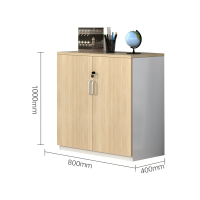 冠骋 矮柜茶水柜办公室储物柜置物柜子文件柜木质柜带锁落地柜收纳柜 800*400*1000 1组