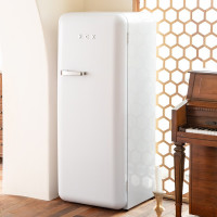 哈士奇 冰箱 复古圆弧冰箱单门 冷冻机冷藏机 一级能效家用厨房办公室宿舍 BC-130GGA