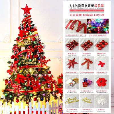 圣诞树套餐 1.8米家用加密发光大型圣诞节树摆件装饰套装 1.8米豪华圣诞树套餐[红色]