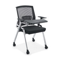 黎明黑色会议室会议椅 带写字板带轮2025型