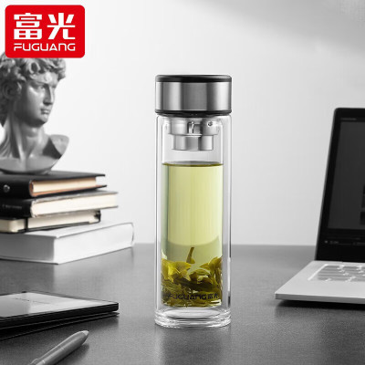 富光铭其双层玻璃杯G2218-SH-330ml黑色丨个