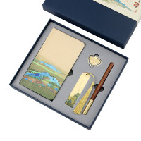 玄北斋定制 江山丝绸本+书扣+书签+红木笔