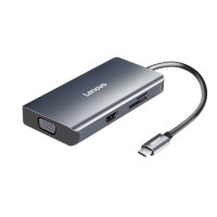 联想(Lenovo) 多功能转换器 Typec拓展坞转VGA+HDMI+TF卡+SD读卡器+USB3.0 LX0807G