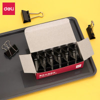 得力(deli) 9543 32mm金属黑色长尾夹 3# 12只/盒 一盒(2盒起订,快递随机)