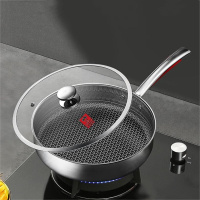 康巴赫 平底锅不粘锅316L不锈钢煎锅26cm煎盘