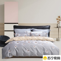 水星家纺 (MERCURY) 全棉负离子四件套—花意悠扬 被套:200cm×230cm