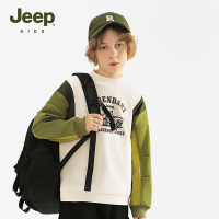 Jeep吉普童装卫衣2023秋季新款男童女童拼接舒适百搭儿童套头上衣