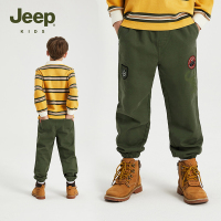 Jeep童装儿童运动长裤2023秋季款梭织印花徽章户外男童束脚裤