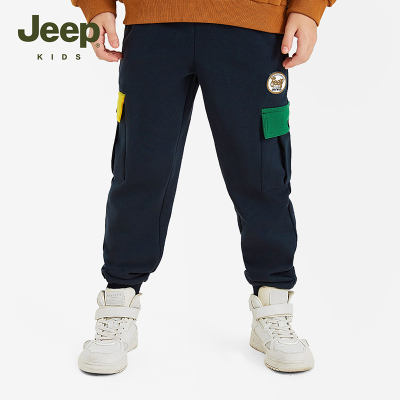 Jeep吉普童装儿童裤子2023秋季保暖休闲针织长裤宽松舒适中大童