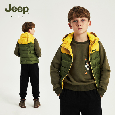 Jeep儿童马甲面包服2023秋冬新款加绒保暖羽绒服男童宝宝吉普童装外套 P324BV3005