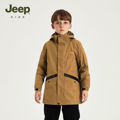 Jeep童装儿童冲锋衣2023秋冬新品三防加绒可拆卸三合一男女童运动外套 P324BO4038
