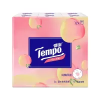 得宝 tempo迷你手帕纸 面巾纸 便携式小包装纸12包 水蜜桃香味 浅桃手帕纸4层12包