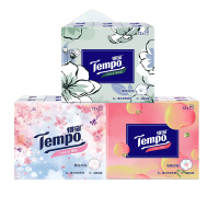 得宝Tempo得宝 (樱花+茉莉花+蜜桃香)共3提装 印花手帕纸小包纸巾 餐巾纸4层12包*3提