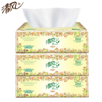 清风抽纸欧院纯品经典 3层100抽无香软抽纸巾餐巾纸小规格面巾纸 欧院纯品[3包体验装 ]