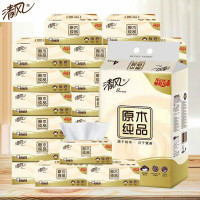 清风抽纸整箱3层110抽餐巾纸原木纯品卫生纸擦手纸抽纸巾家庭装家用 原木纯品 [6提共24包]整提装