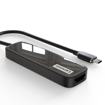 联想 Type-C扩展坞适用苹果MacBook华为电脑USB-C转HDMI转换器3.0分线器读卡器 EH05 黑色