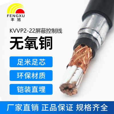 丰旭电缆ZR-KVVP22阻燃铜芯硬丝钢带铠装ZR-KVVP22 4*2.5 单位/米