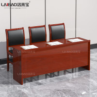 洛来宝1.8米(含三椅)贴纸皮材质会议桌员工培训桌椅长条桌学生课桌1800*400*750含三椅 单位/套