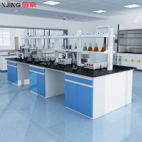 信京全钢中央台+钢玻试剂架全钢材质2400*1200*800mm柜体1.0mm优质冷轧钢板钢化玻璃10A插座6个单位/组