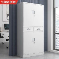 信京 文件柜铁皮柜办公室资料柜档案柜铁柜储物柜带锁 铁中二斗文件柜