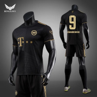 足球服套装力拜仁客场黑金25号穆勒男比赛训练服队服球衣定制儿童