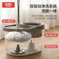 好媳妇双驱动旋转拖把免手洗家用一拖净地拖桶吸水拖布懒人神器不锈钢篮