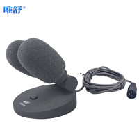 唯舒YC690-2S 有线双头播音麦克风全金属外壳喷绒款桌面双拾音头单一指向新闻电台广播录播电容话筒