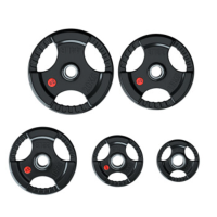 中奥达杠铃片 包胶铸铁健身房器械举重片2.5~25三孔手抓片50mm大孔155KG