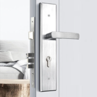 BLUMEN 防盗门锁木门锁门把手85中心距235孔距调孔通用 不锈钢整套