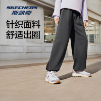 斯凯奇女冬季加绒保暖卫裤时尚针织直筒长裤