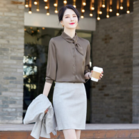 特洛曼白色衬衫女长袖气质休闲职业装女装上衣百搭通勤女士衬衣