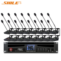 狮乐(SHILE)YE-12专业有线手拉手麦克风 工程会议话筒 大型会议室桌面鹅颈杆款一拖十六