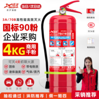 绿消3C认证家用商用4kg消防年检车载大货车专用手提式干粉灭火器4公斤