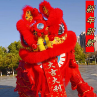 溥畔成人双人舞龙舞狮道具羊毛南狮 醒狮舞狮子服装狮子头表演整套