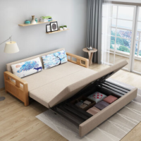 中伟(ZHONGWEI)布艺沙发床两用实木可折叠伸缩多功能储物箱乳胶款