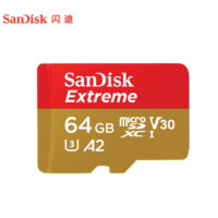 闪迪64GB TF(MicroSD)内存卡 4K极速金卡A2 V30 U3行车记录仪相机无人机监控存储卡读170MB/s