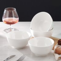 靓佳 纯白陶瓷米饭碗 汤碗 加厚防烫 5英寸4个装